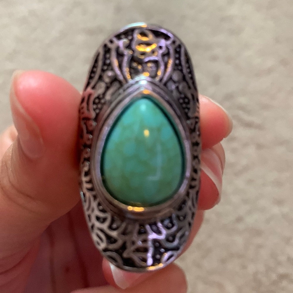 Turquoise and silver ring